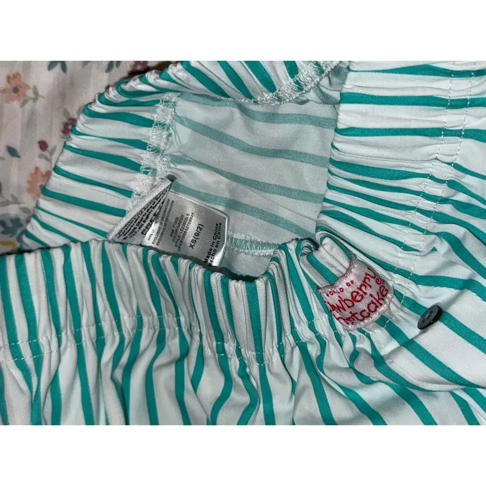 929-Strawberry Short Cake Stripped Shorts-XS